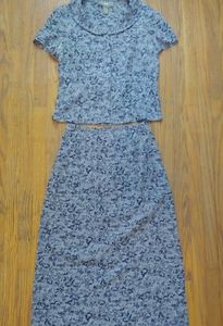 Microfloral 2 piece skirt and blouse set